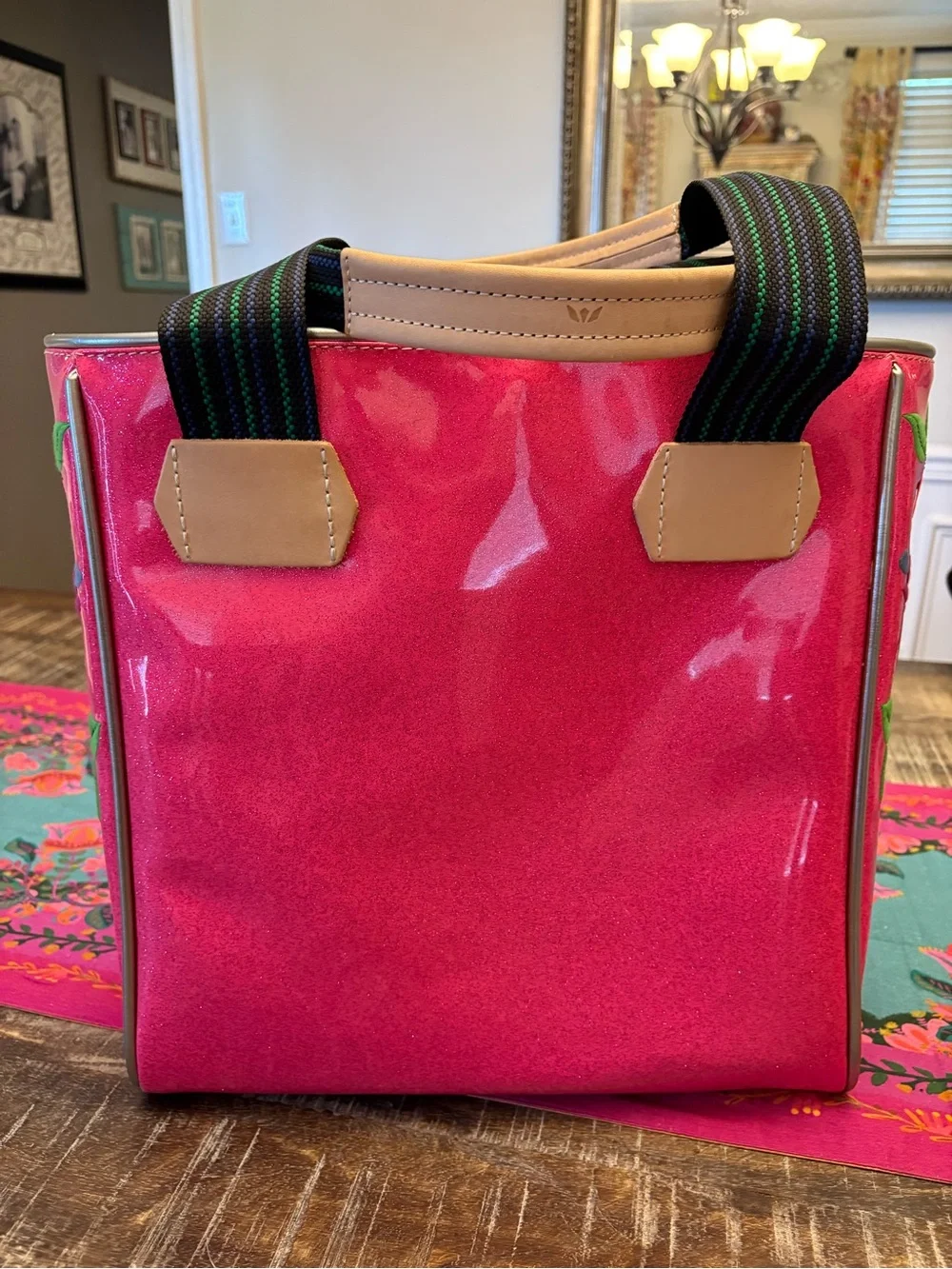 Consuela Ivy Classic Tote in Pink Floral Embroidered